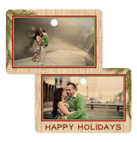 Happy Holidays 120 - Rectangle Bamboo Ornament