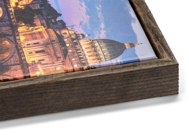 One and One Half Inch Premium Fine Art Canvas Wrap with Barnwood Slim Float Frame