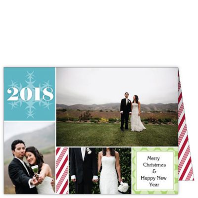 P196h Year & Snowflakes Holiday Card Design