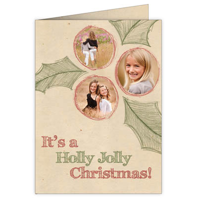 P204v It's a Holly Jolly Christmas Holiday Card Design