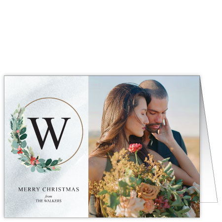 P600 Monogram Wreath Holiday Card Design