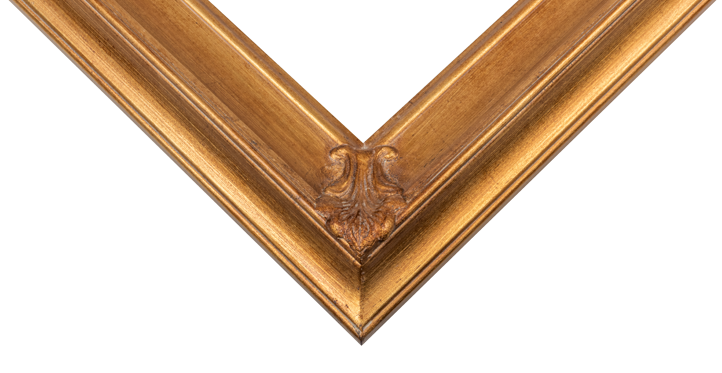American Style historically accurate frame moulding with gold leaf and antiqued patina finish