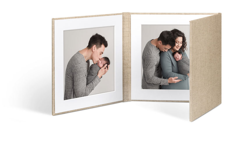 Image Folios with photo prints in an archival mat, perfect for baby photography, fashion photography, portfolios