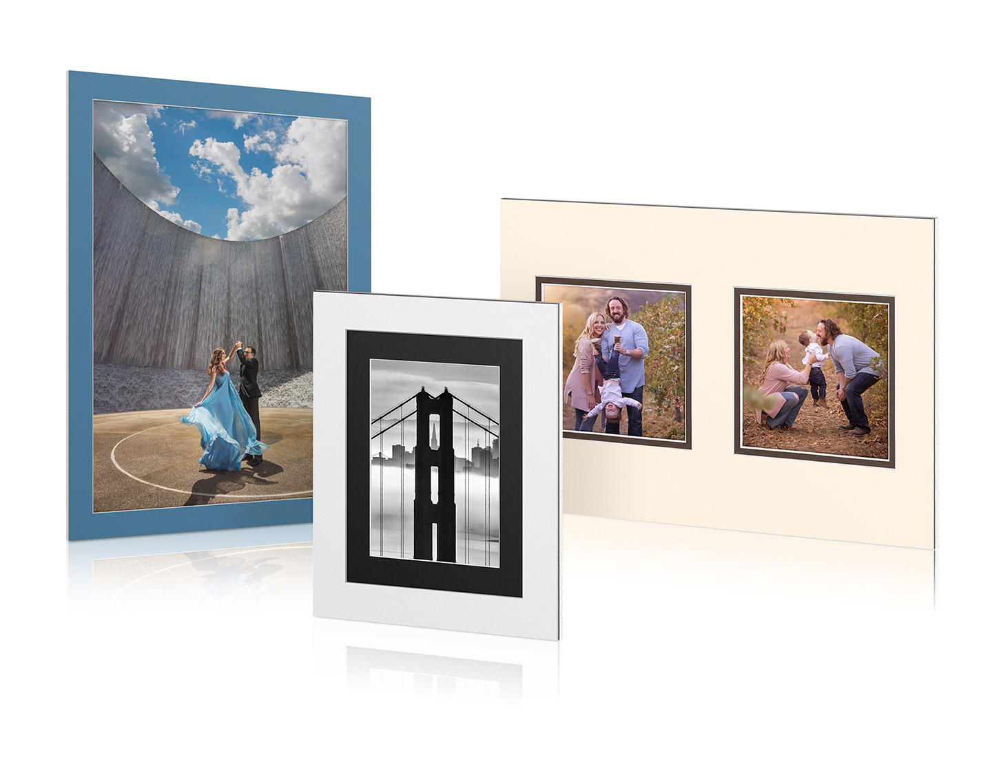 Set of 5-11x14 8-PLY White Gallery Mats for 4x6 Photos