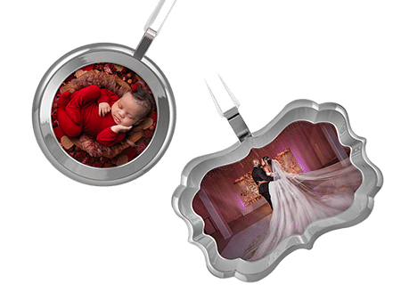 Order Framed Metal Photo Ornaments in Two Different Shapes Online