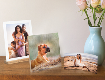 Free-standing Tabletop Prints in a variety of shapes and formats