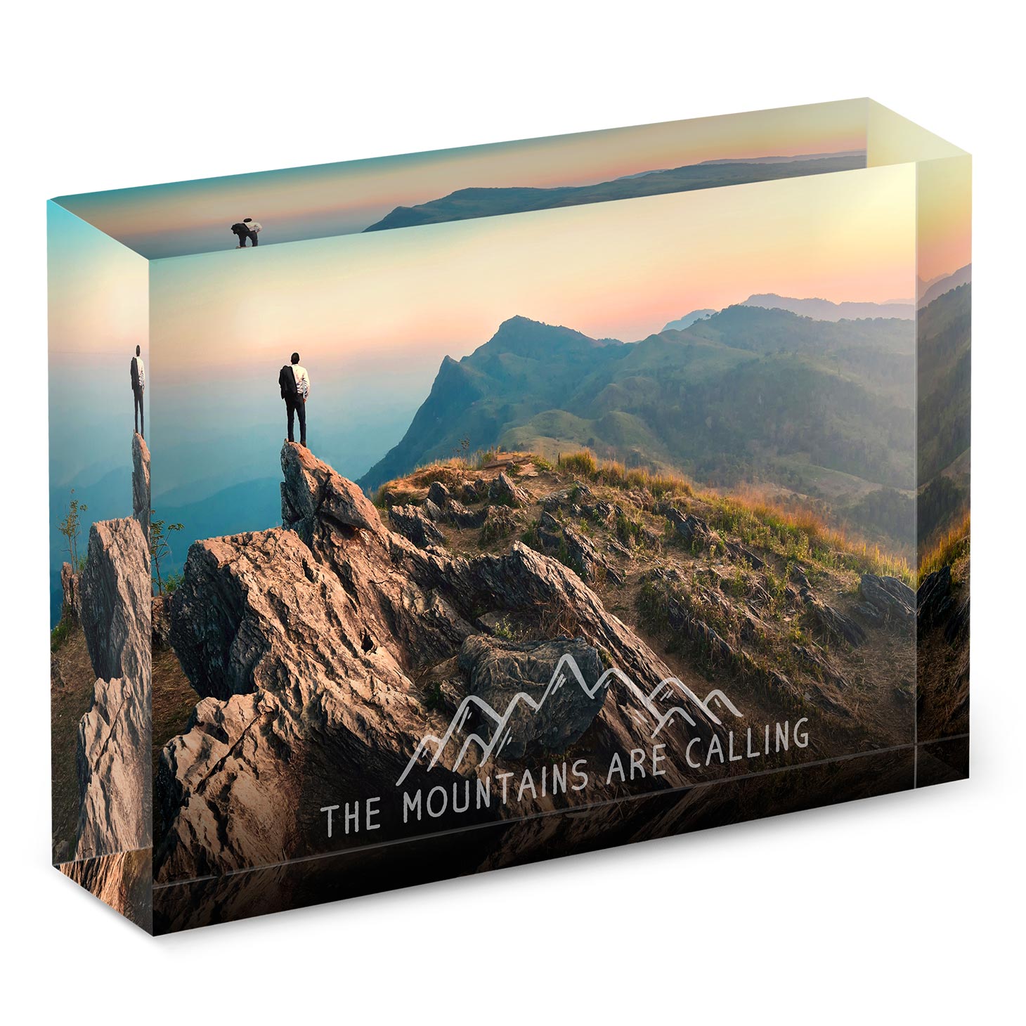 The Mountains are Calling - Engraved Acrylic Blocks