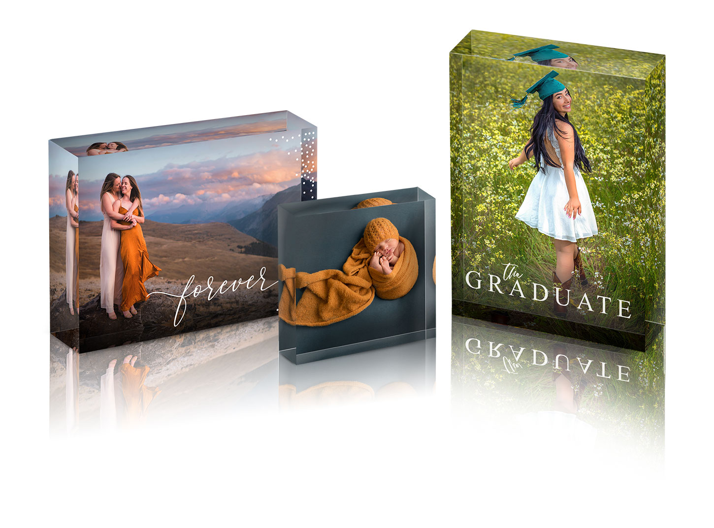 Acrylic Photo Blocks with Engraving, Photo Prints Mounted under Engraved  Acrylic