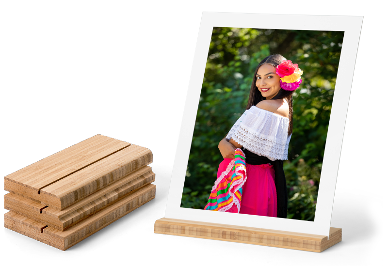 Gallery Boards display your images or artwork in an optional Bamboo Stand.