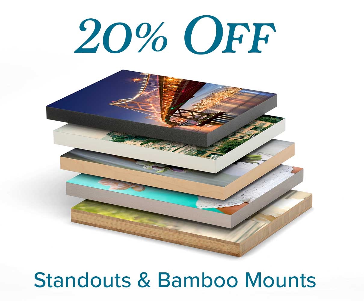 20% Off Standout & Bamboo Mounted Photo Prints!